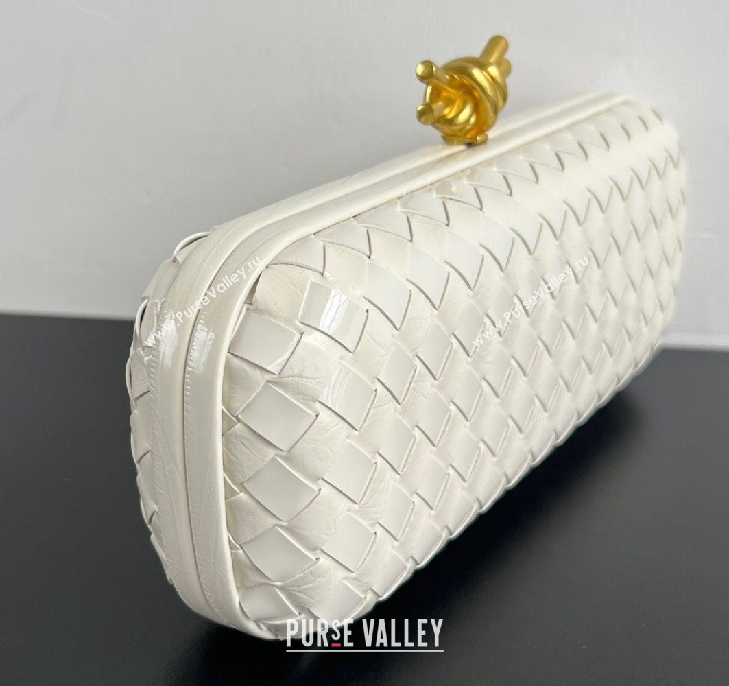 Bottega Veneta Knot Long Clutch in Intreccio Leather Milk White 2025 0801 (WT-250801024)
