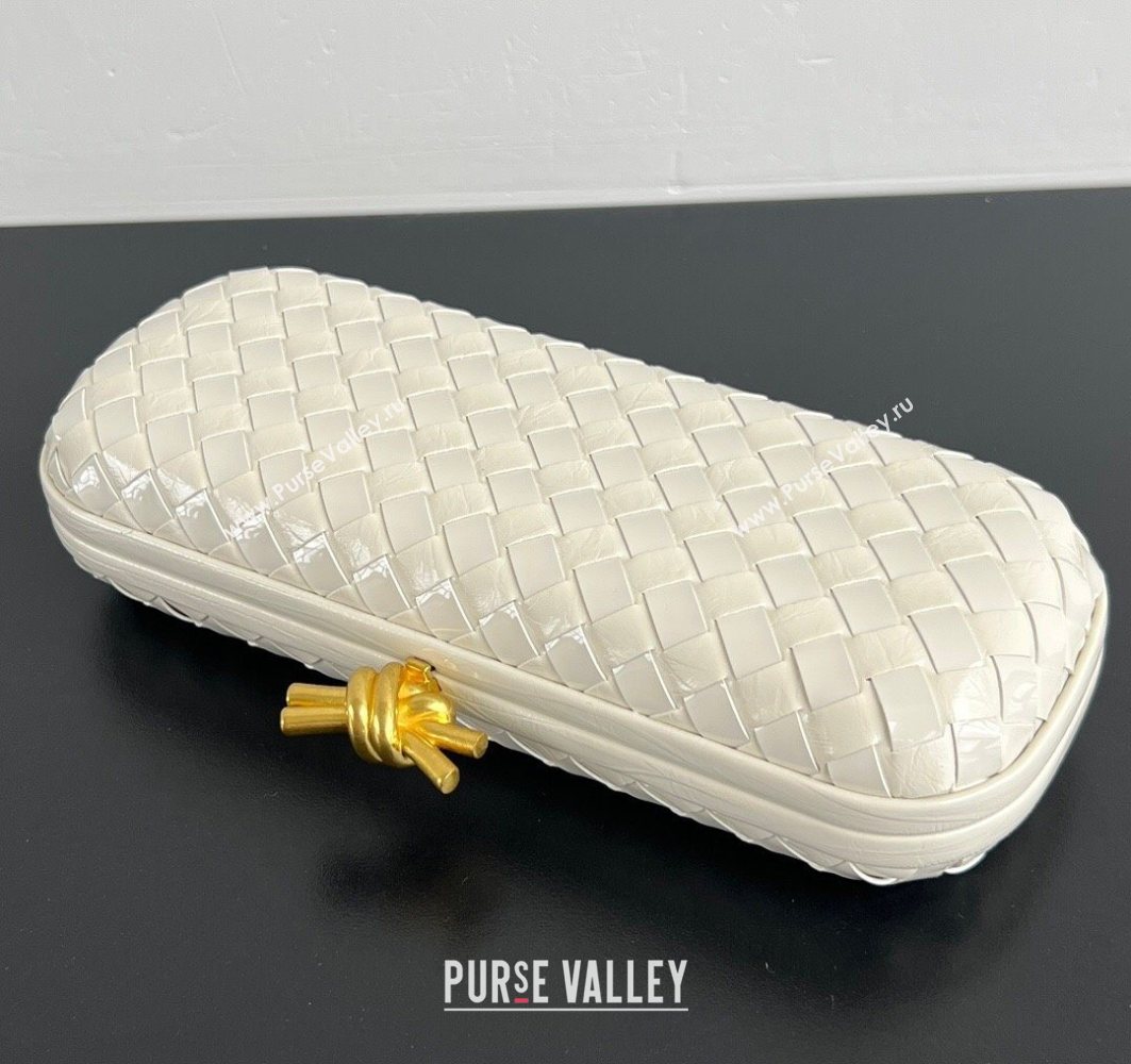 Bottega Veneta Knot Long Clutch in Intreccio Leather Milk White 2025 0801 (WT-250801024)