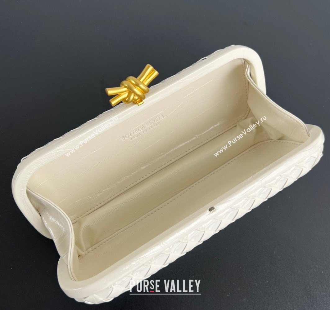 Bottega Veneta Knot Long Clutch in Intreccio Leather Milk White 2025 0801 (WT-250801024)