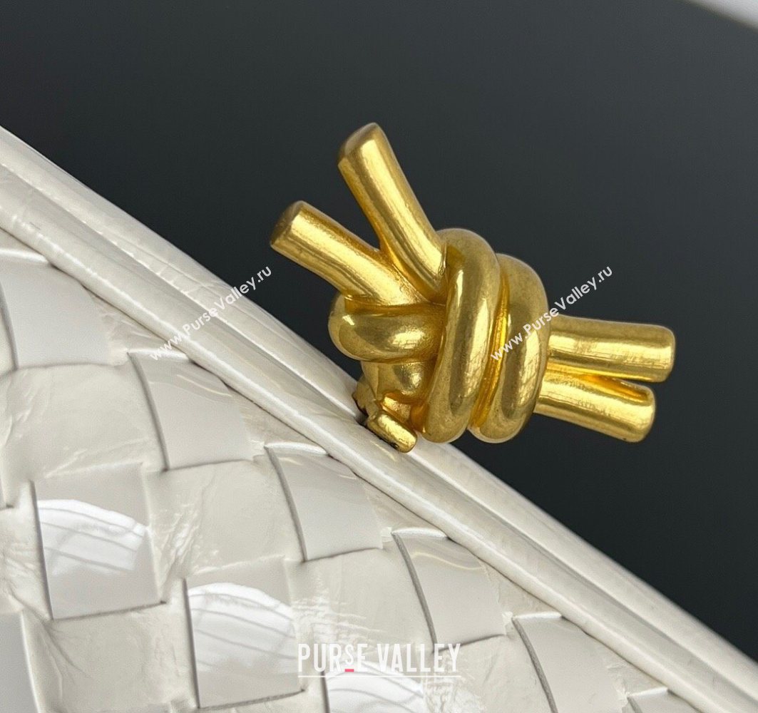 Bottega Veneta Knot Long Clutch in Intreccio Leather Milk White 2025 0801 (WT-250801024)