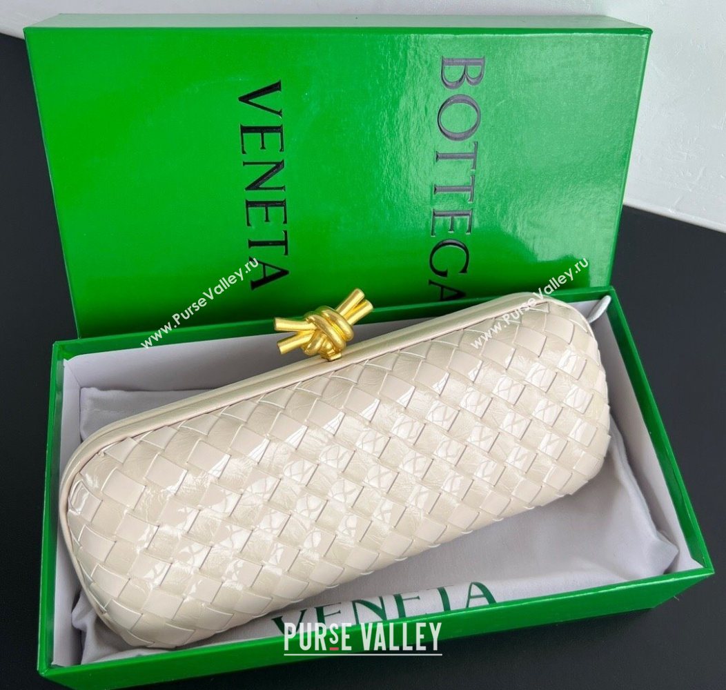 Bottega Veneta Knot Long Clutch in Intreccio Leather Cream White 2025 0801 (WT-250801025)