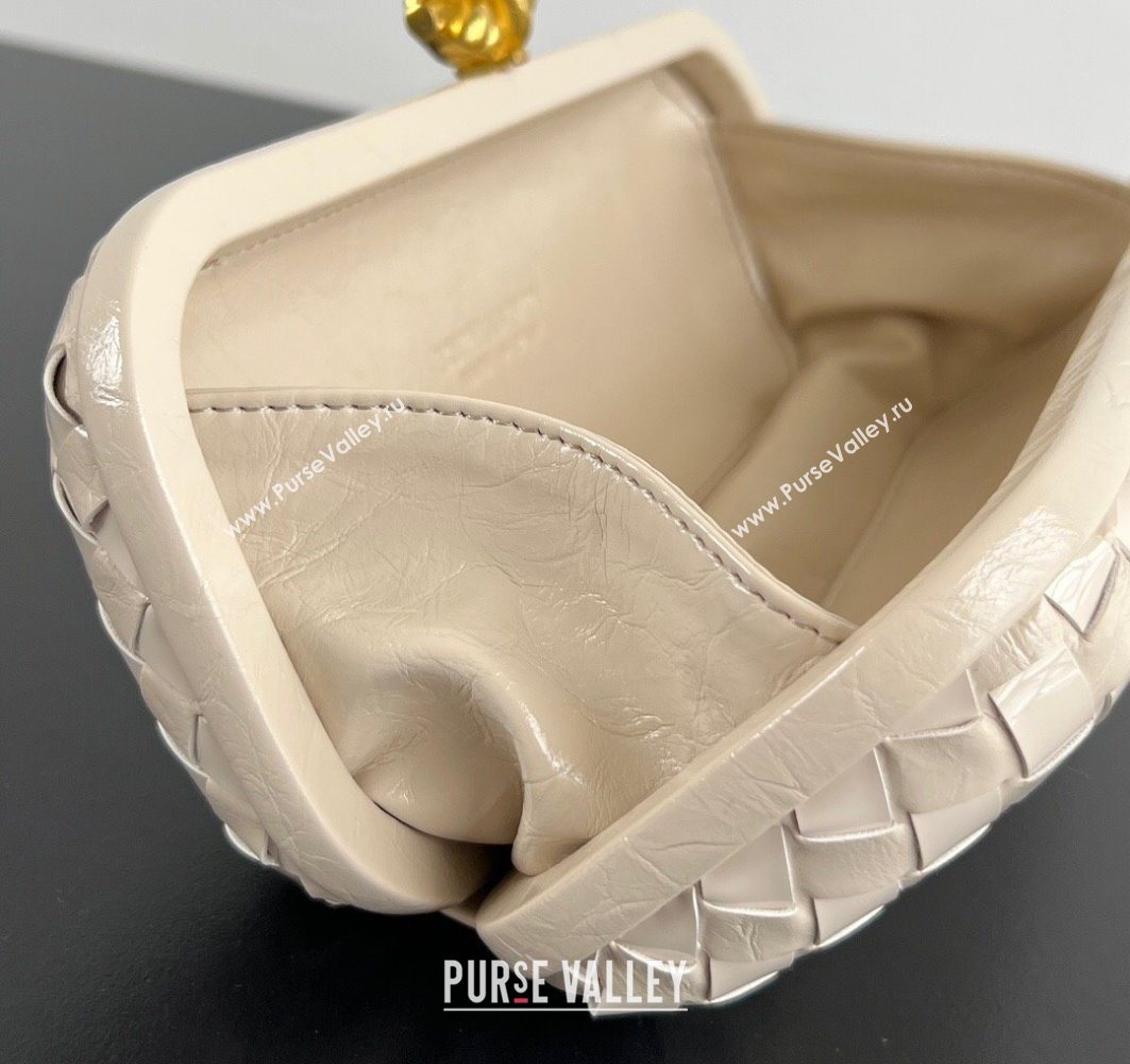 Bottega Veneta Knot Long Clutch in Intreccio Leather Cream White 2025 0801 (WT-250801025)