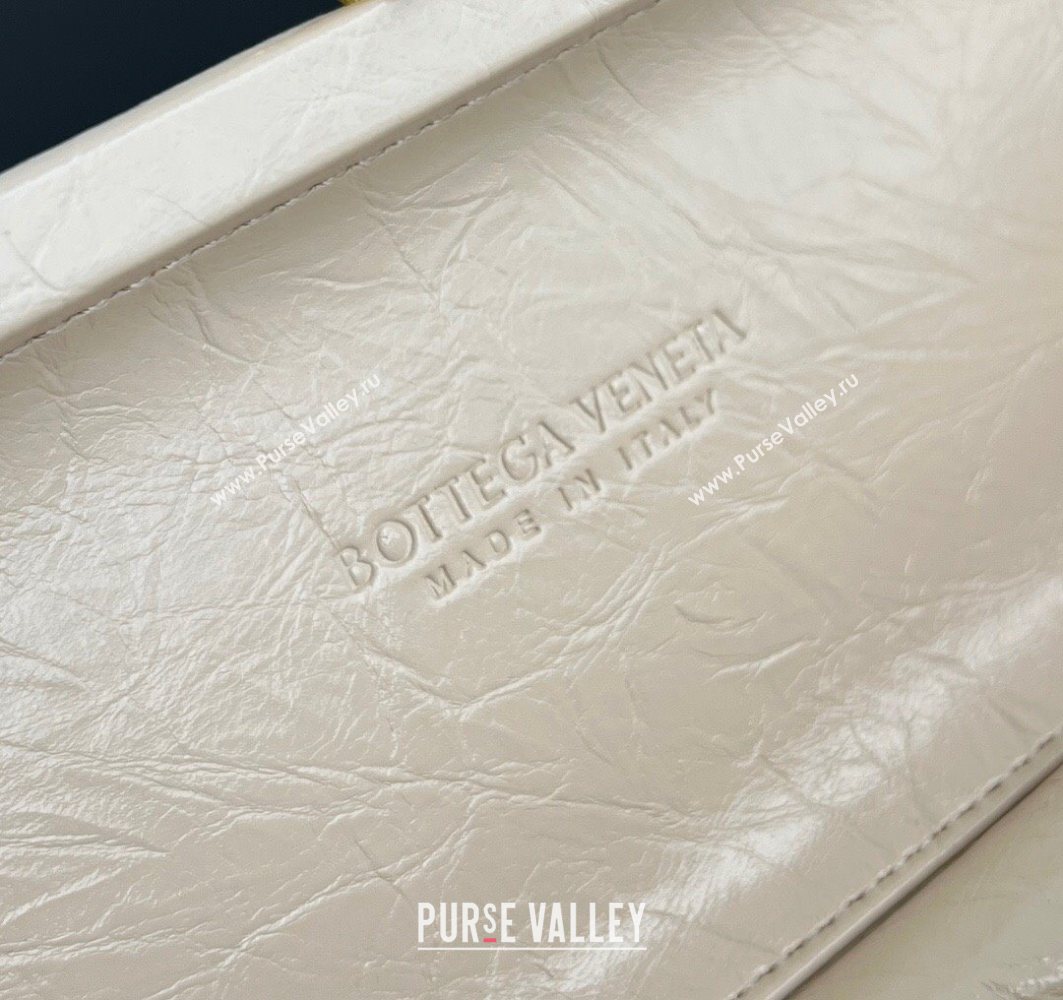 Bottega Veneta Knot Long Clutch in Intreccio Leather Cream White 2025 0801 (WT-250801025)