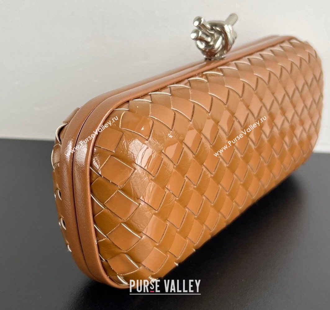 Bottega Veneta Knot Long Clutch in Intreccio Leather Brown 2025 0801 (WT-250801027)
