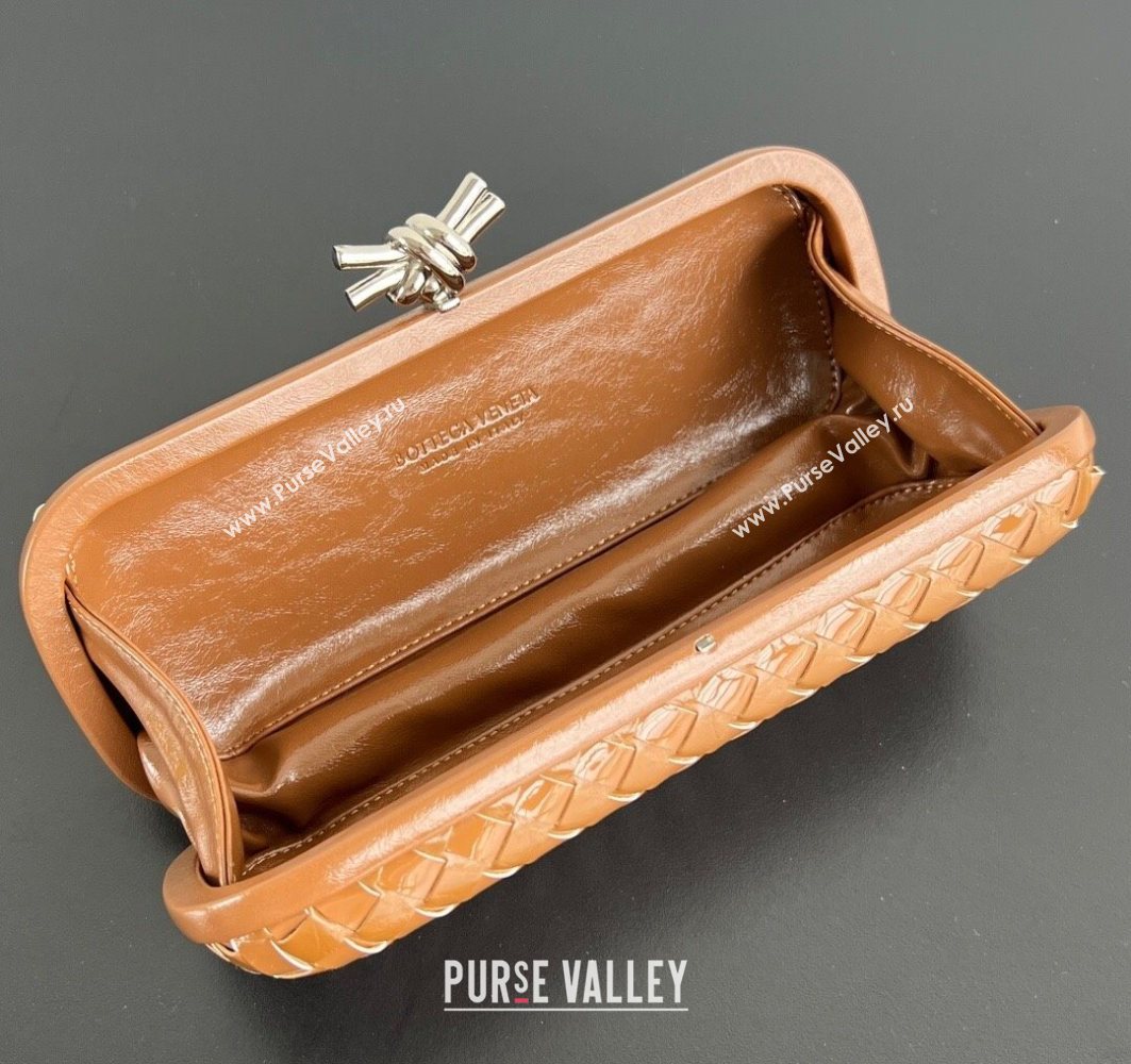 Bottega Veneta Knot Long Clutch in Intreccio Leather Brown 2025 0801 (WT-250801027)