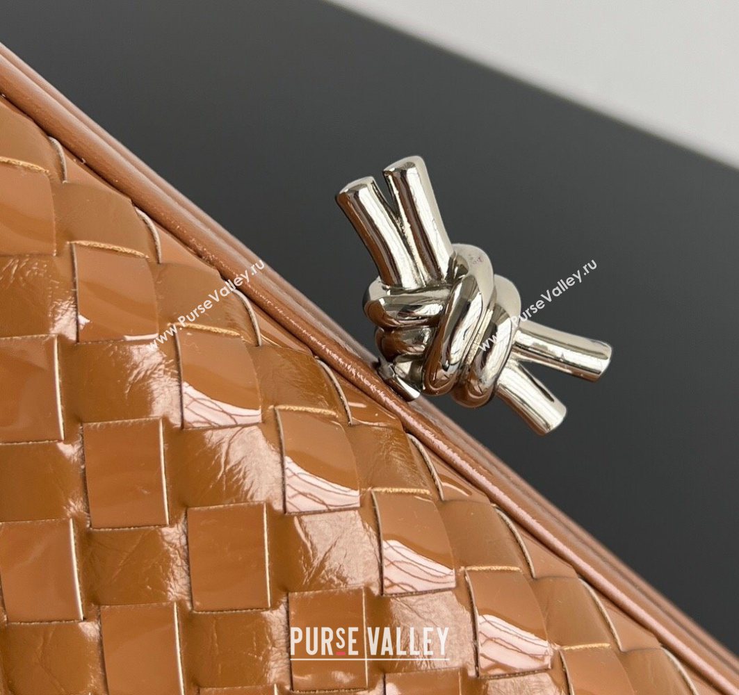 Bottega Veneta Knot Long Clutch in Intreccio Leather Brown 2025 0801 (WT-250801027)
