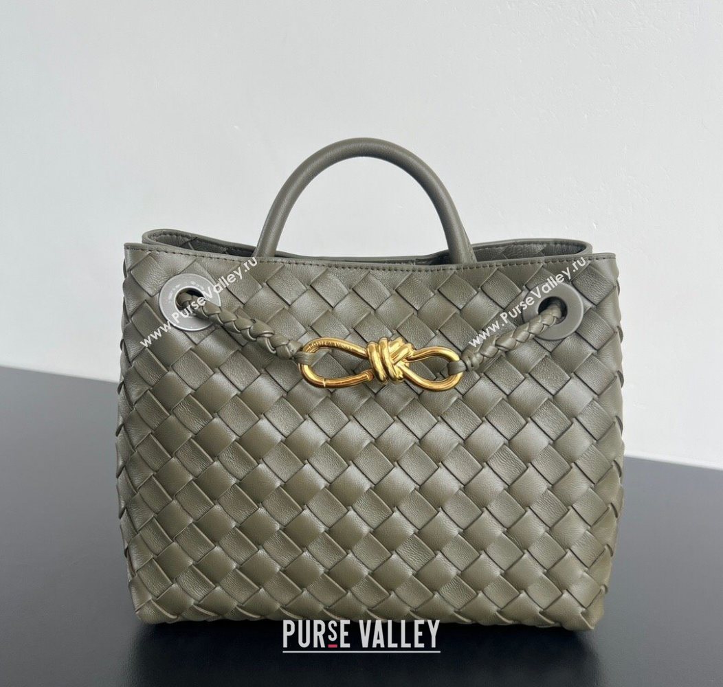 Bottega Veneta Small Andiamo Top Handle Bag in Intrecciato Leather Cypress Green 2025 743568 (WT-250731002)