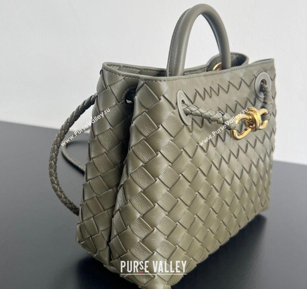 Bottega Veneta Small Andiamo Top Handle Bag in Intrecciato Leather Cypress Green 2025 743568 (WT-250731002)