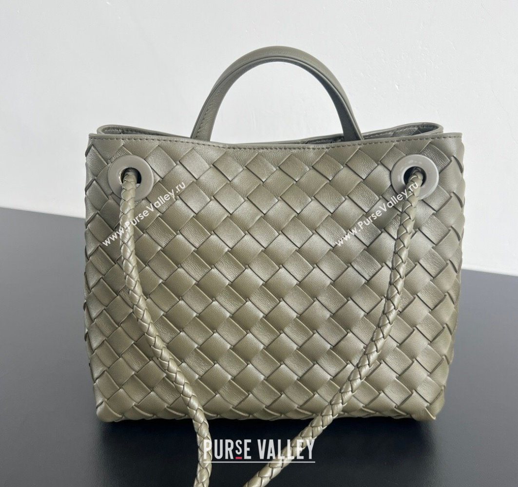 Bottega Veneta Small Andiamo Top Handle Bag in Intrecciato Leather Cypress Green 2025 743568 (WT-250731002)