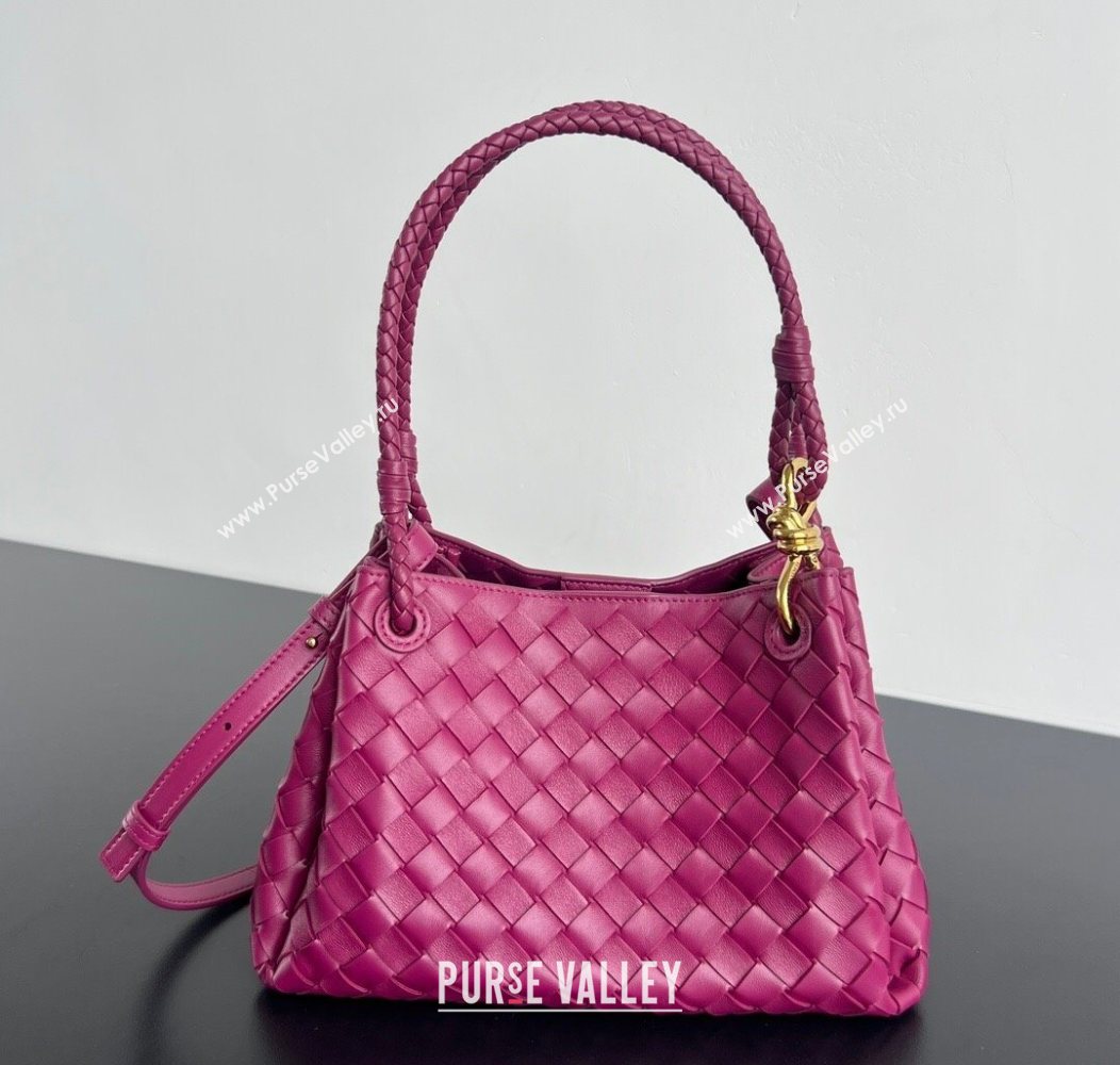 Bottega Veneta Parachute Medium Shoulder Bag in Intrecciato Leather Cinnabar Purple 2025 835921 (WT-250801003)