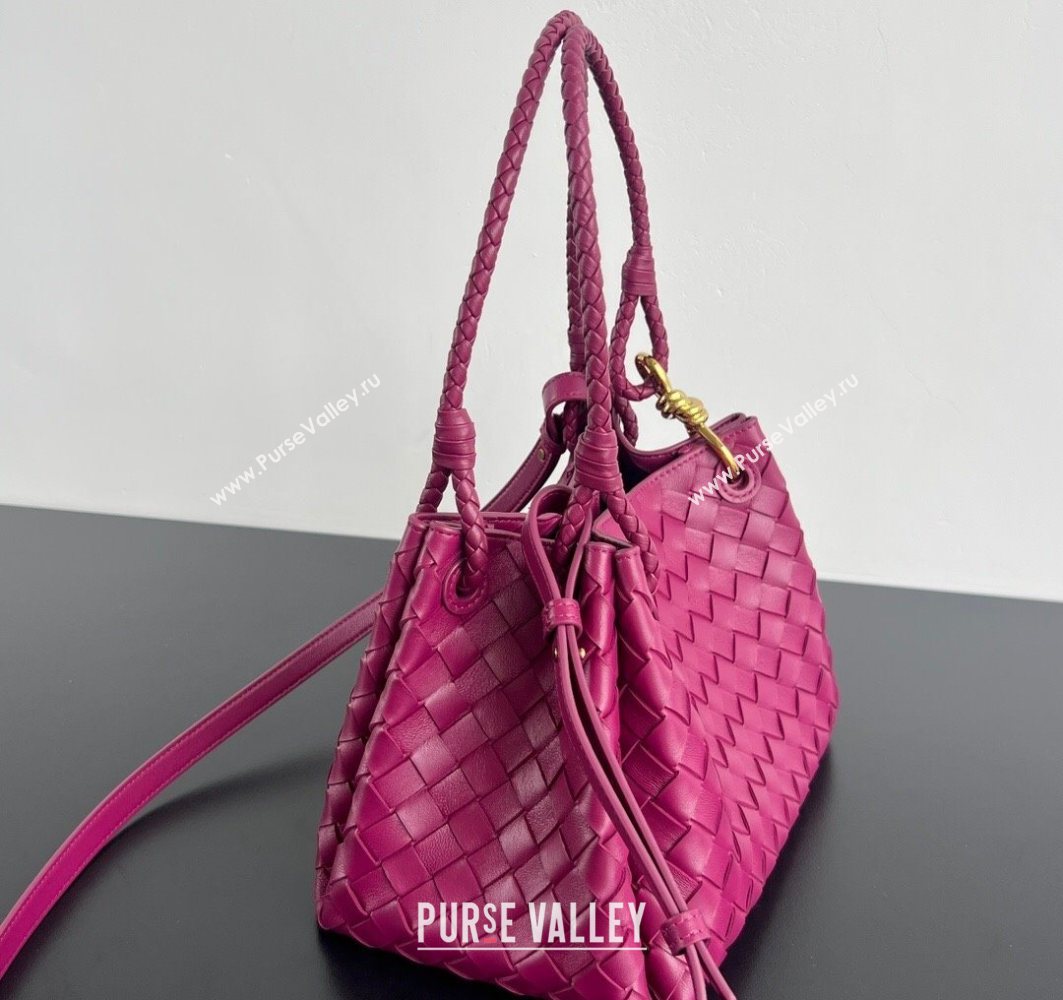 Bottega Veneta Parachute Medium Shoulder Bag in Intrecciato Leather Cinnabar Purple 2025 835921 (WT-250801003)