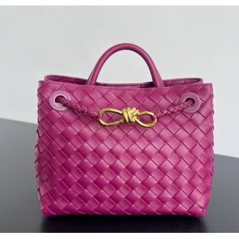 Bottega Veneta Small Andiamo Top Handle Bag in Intrecciato Leather Cinnabar Purple 2025 743568 (WT-250731037)