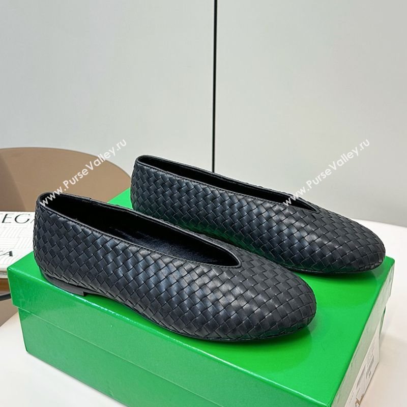 Bottega Veneta Rosa Ballerinas Flat in Mini Intrecciato Leather Black 2025 (MD-250823010)