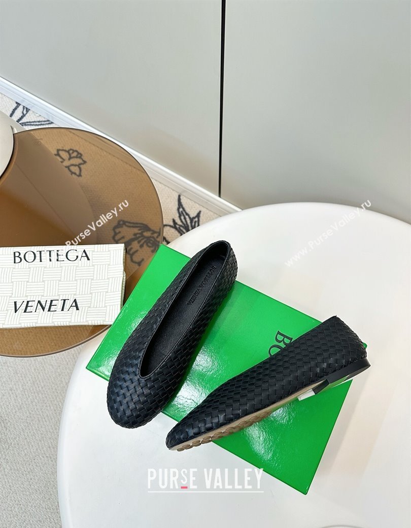 Bottega Veneta Rosa Ballerinas Flat in Mini Intrecciato Leather Black 2025 (MD-250823010)