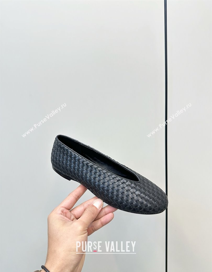 Bottega Veneta Rosa Ballerinas Flat in Mini Intrecciato Leather Black 2025 (MD-250823010)