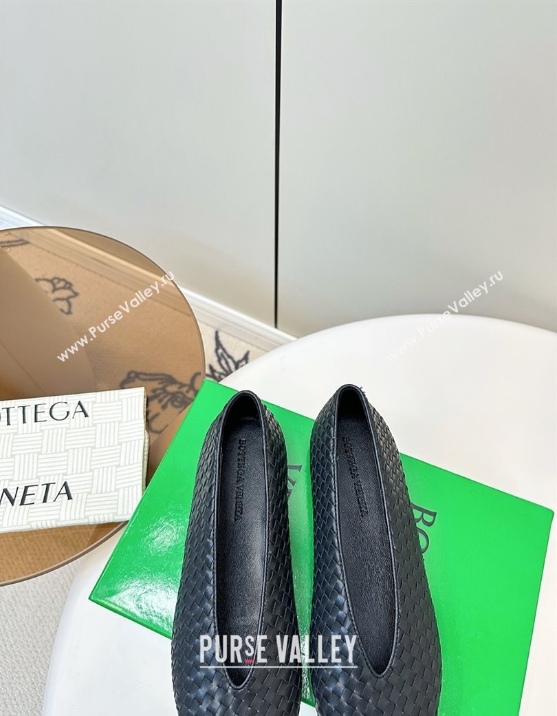 Bottega Veneta Rosa Ballerinas Flat in Mini Intrecciato Leather Black 2025 (MD-250823010)