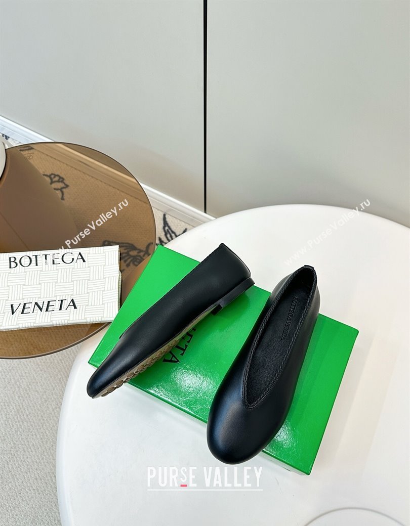 Bottega Veneta Rosa Ballerinas Flat in Calfskin Leather Black 2025 (MD-250823012)