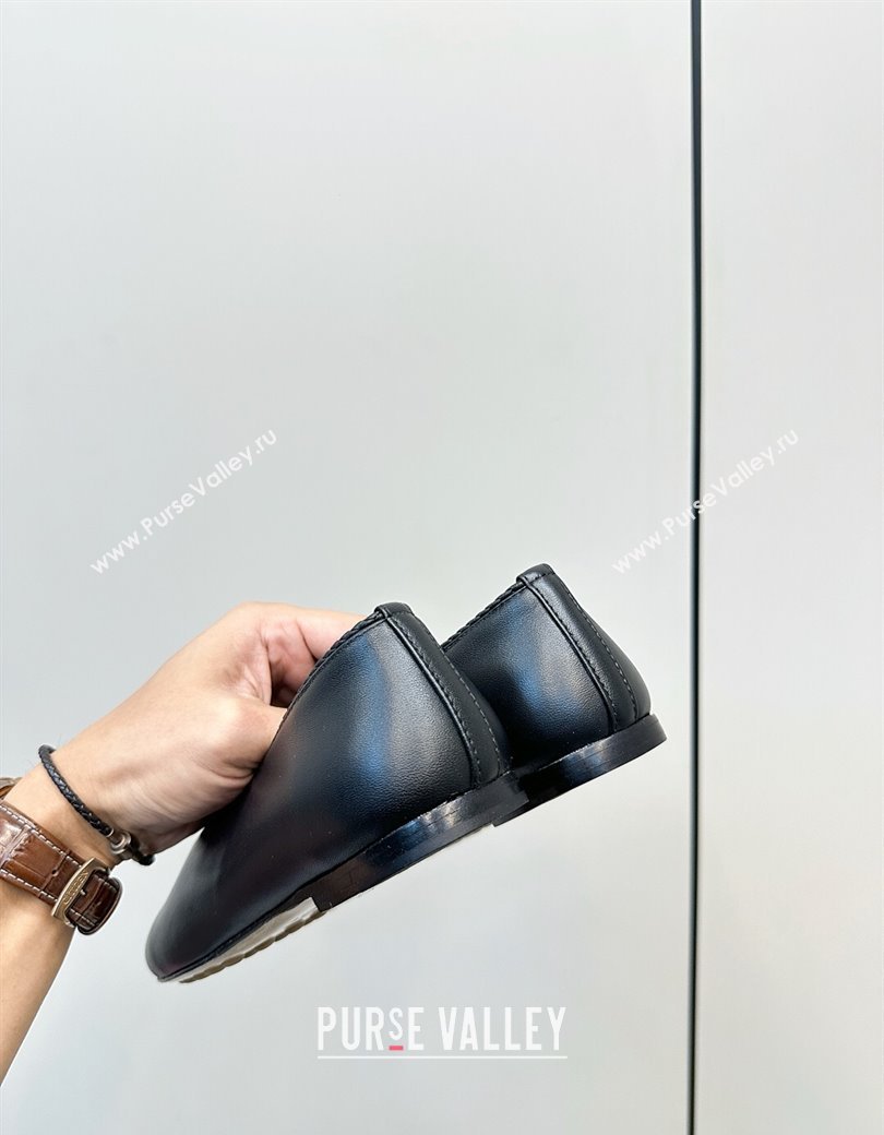 Bottega Veneta Rosa Ballerinas Flat in Calfskin Leather Black 2025 (MD-250823012)