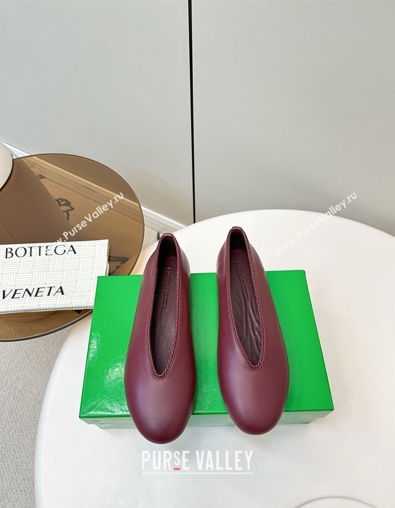 Bottega Veneta Rosa Ballerinas Flat in Calfskin Leather Burgundy 2025 (MD-250823013)
