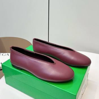 Bottega Veneta Rosa Ballerinas Flat in Calfskin Leather Burgundy 2025 (MD-250823013)