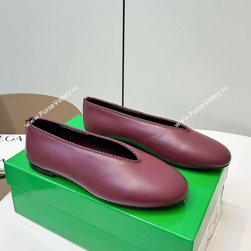 Bottega Veneta Rosa Ballerinas Flat in Calfskin Leather Burgundy 2025 (MD-250823013)