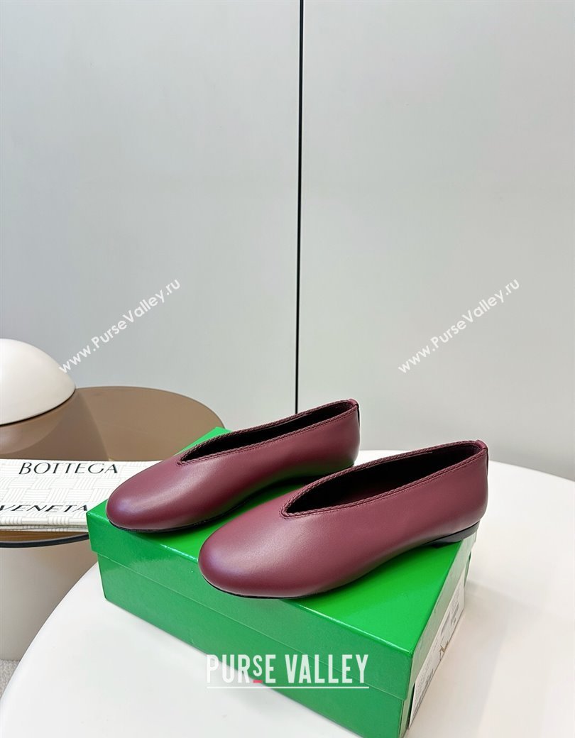 Bottega Veneta Rosa Ballerinas Flat in Calfskin Leather Burgundy 2025 (MD-250823013)