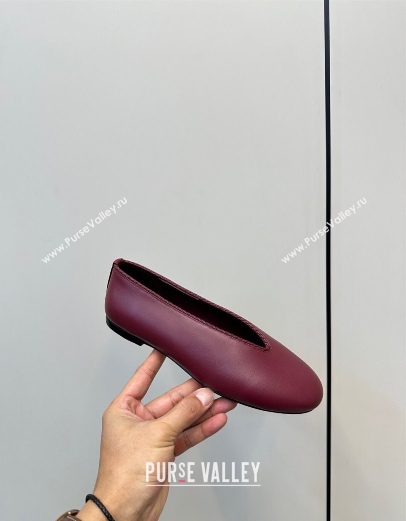 Bottega Veneta Rosa Ballerinas Flat in Calfskin Leather Burgundy 2025 (MD-250823013)