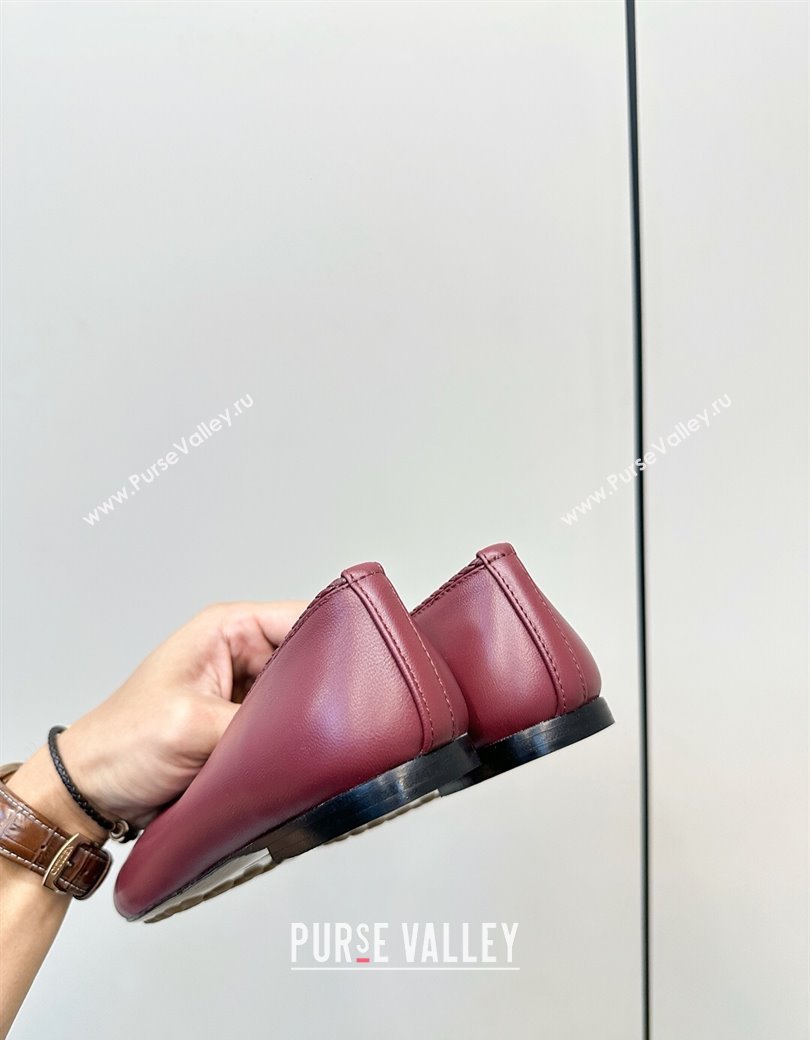 Bottega Veneta Rosa Ballerinas Flat in Calfskin Leather Burgundy 2025 (MD-250823013)
