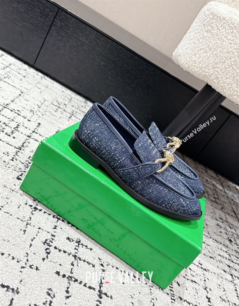 Bottega Veneta Astaire Loafers in Denim with Knot Blue/Gold 2025 (MD-250823033)