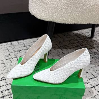 Bottega Veneta Sofia Heel Pumps 9cm in Intreccio Leather White 2025 (MD-250823028)