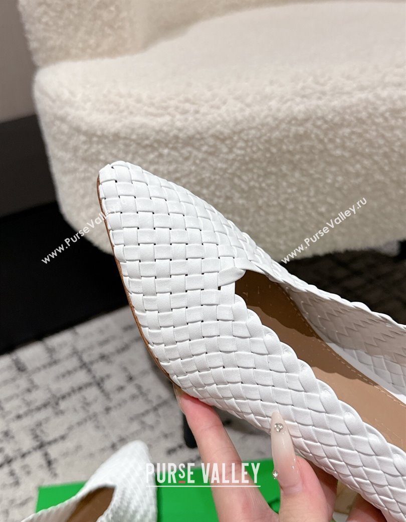 Bottega Veneta Sofia Heel Pumps 9cm in Intreccio Leather White 2025 (MD-250823028)