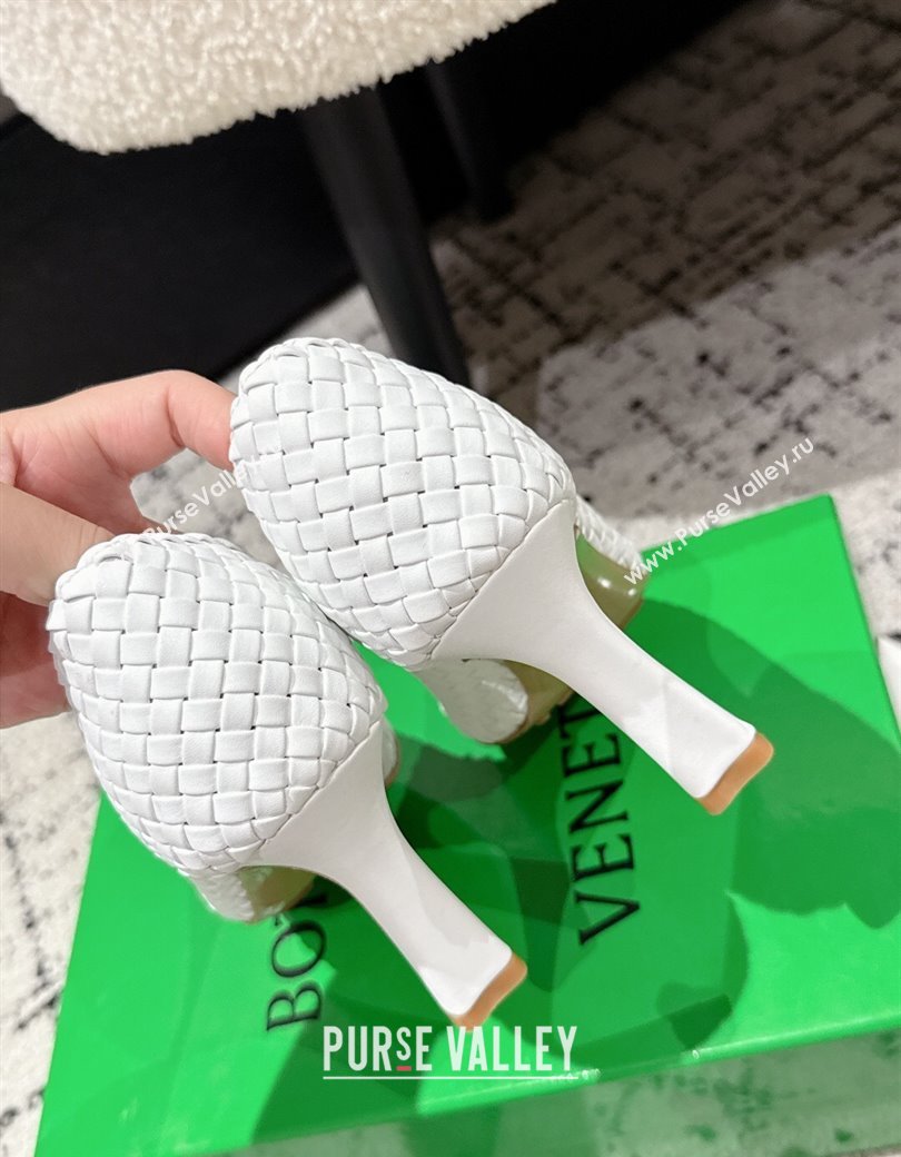 Bottega Veneta Sofia Heel Pumps 9cm in Intreccio Leather White 2025 (MD-250823028)