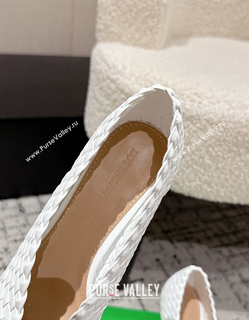 Bottega Veneta Sofia Heel Pumps 9cm in Intreccio Leather White 2025 (MD-250823028)