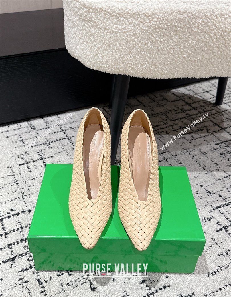 Bottega Veneta Sofia Heel Pumps 9cm in Intreccio Leather Nude 2025 (MD-250823029)
