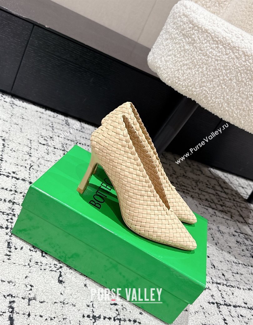 Bottega Veneta Sofia Heel Pumps 9cm in Intreccio Leather Nude 2025 (MD-250823029)