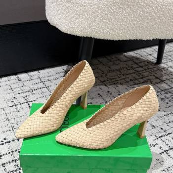 Bottega Veneta Sofia Heel Pumps 9cm in Intreccio Leather Nude 2025 (MD-250823029)