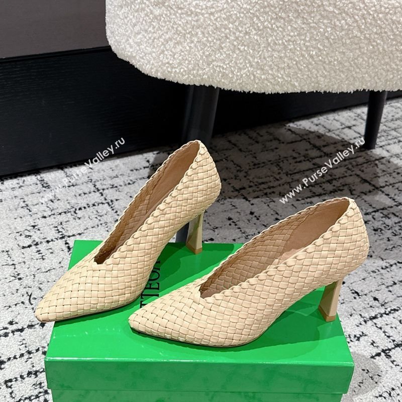 Bottega Veneta Sofia Heel Pumps 9cm in Intreccio Leather Nude 2025 (MD-250823029)