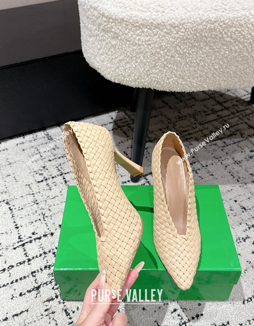 Bottega Veneta Sofia Heel Pumps 9cm in Intreccio Leather Nude 2025 (MD-250823029)