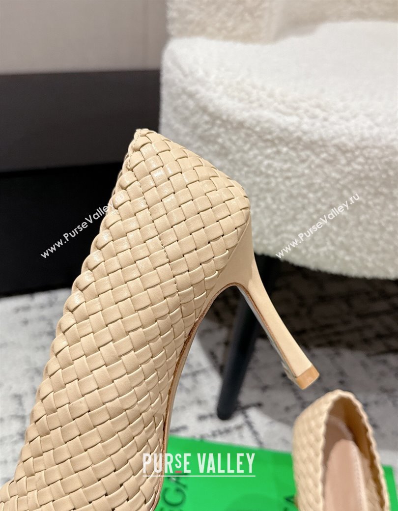 Bottega Veneta Sofia Heel Pumps 9cm in Intreccio Leather Nude 2025 (MD-250823029)