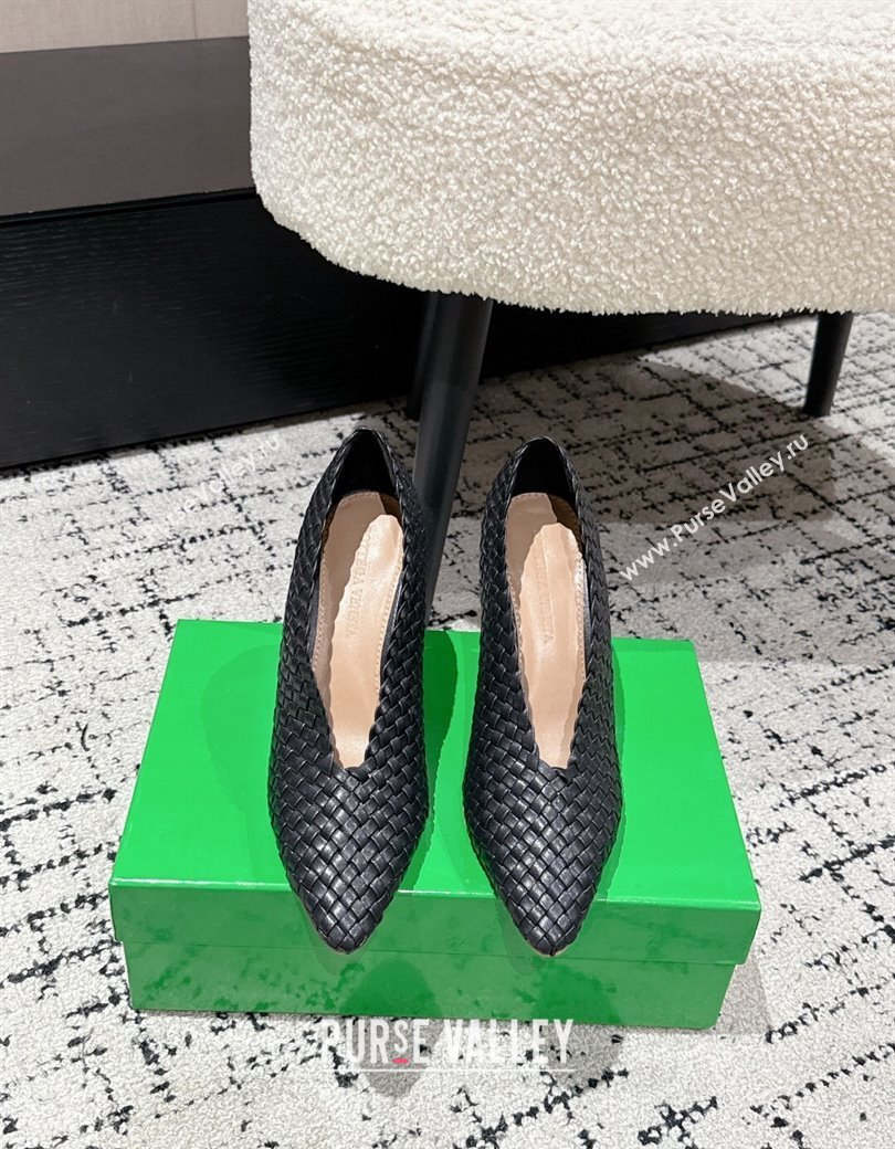 Bottega Veneta Sofia Heel Pumps 9cm in Intreccio Leather Black 2025 (MD-250823030)