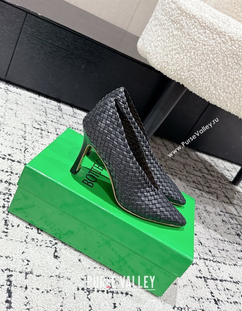 Bottega Veneta Sofia Heel Pumps 9cm in Intreccio Leather Black 2025 (MD-250823030)