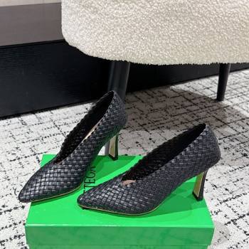 Bottega Veneta Sofia Heel Pumps 9cm in Intreccio Leather Black 2025 (MD-250823030)
