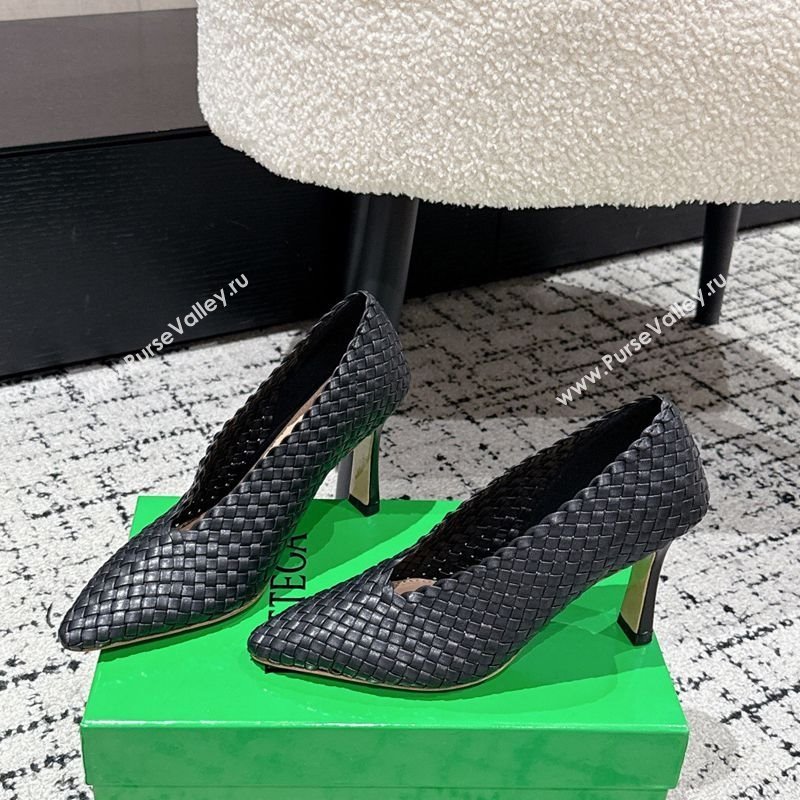 Bottega Veneta Sofia Heel Pumps 9cm in Intreccio Leather Black 2025 (MD-250823030)