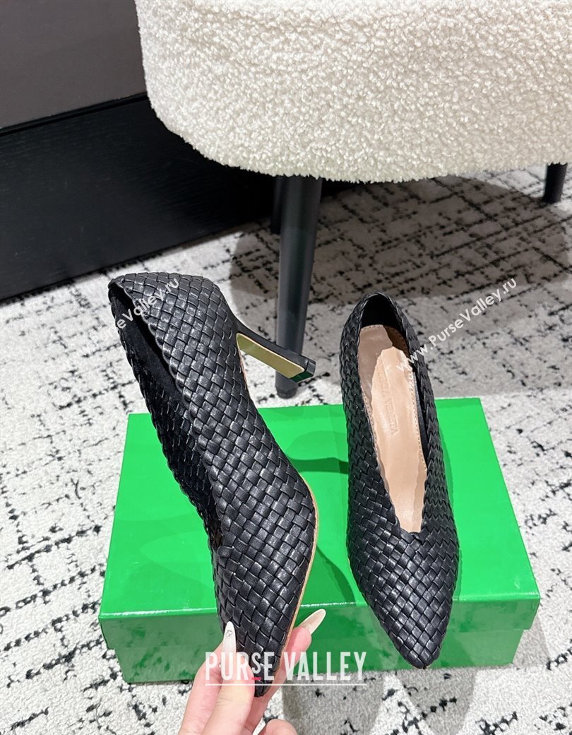 Bottega Veneta Sofia Heel Pumps 9cm in Intreccio Leather Black 2025 (MD-250823030)