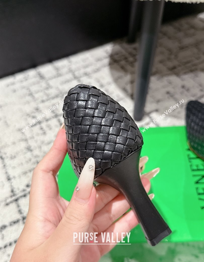 Bottega Veneta Sofia Heel Pumps 9cm in Intreccio Leather Black 2025 (MD-250823030)