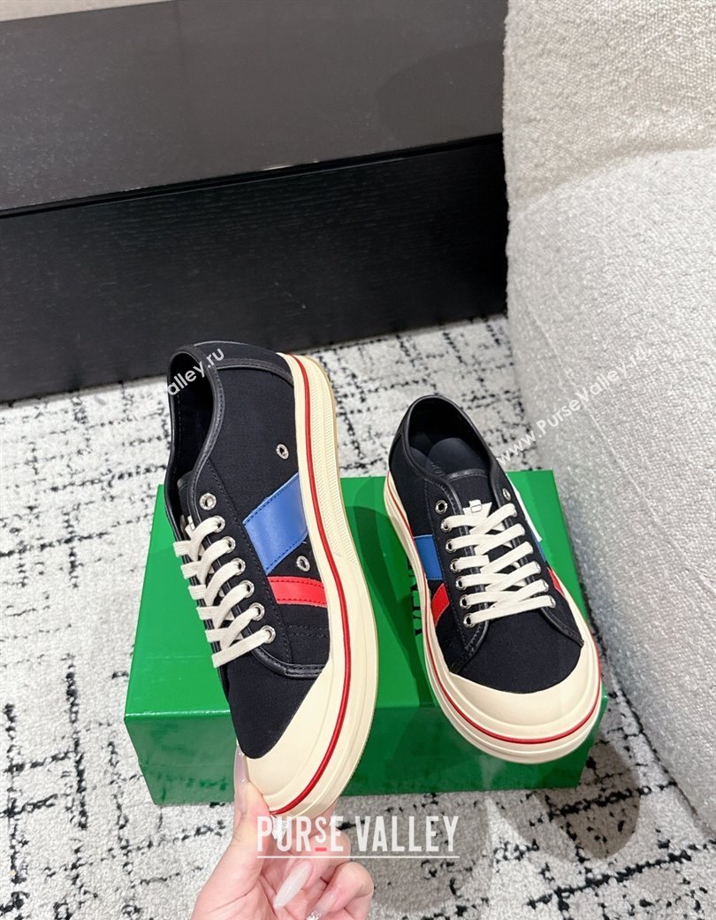 Bottega Veneta Eliot Low-top Sneakers in Canvas with Leather Trim Black 2025 (MD-250823061)