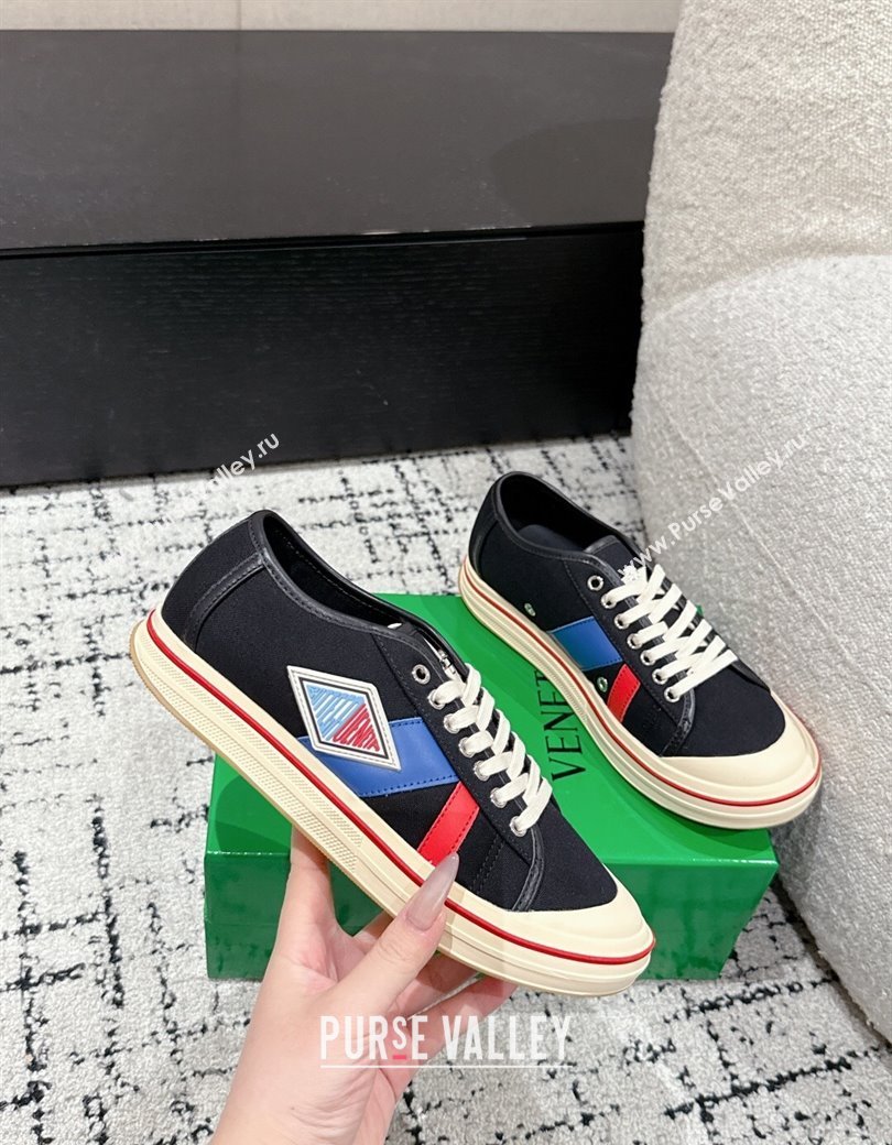 Bottega Veneta Eliot Low-top Sneakers in Canvas with Leather Trim Black 2025 (MD-250823061)