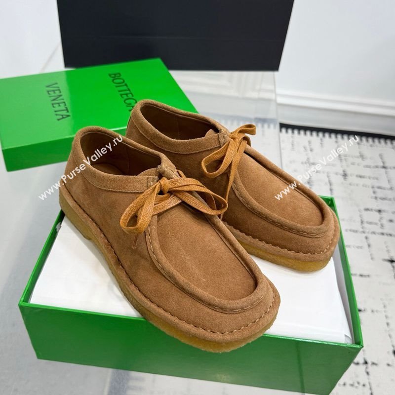 Bottega Veneta Daddy Lace-Up Shoes in Suede Brown 2025 (KER-250823065)