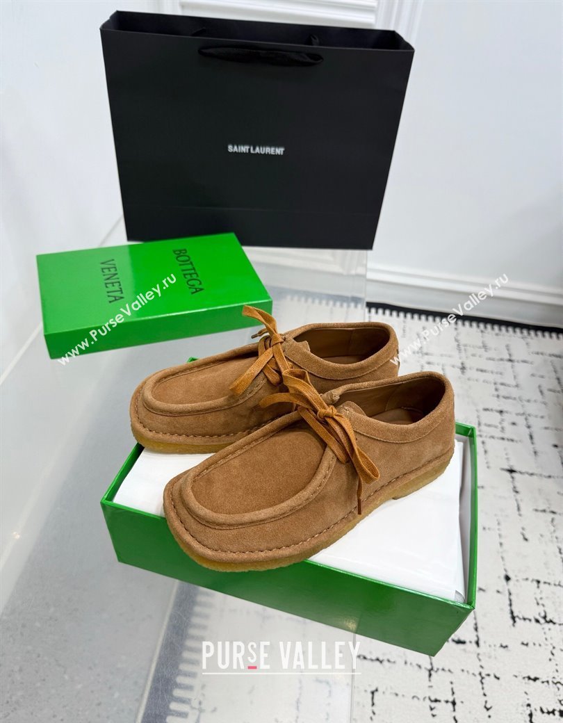 Bottega Veneta Daddy Lace-Up Shoes in Suede Brown 2025 (KER-250823065)