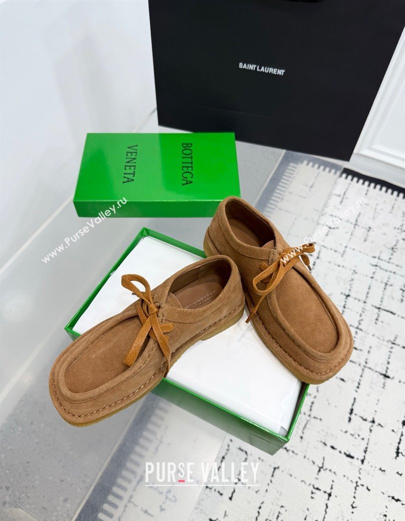 Bottega Veneta Daddy Lace-Up Shoes in Suede Brown 2025 (KER-250823065)